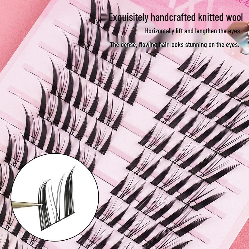 Fox-Style Natural Thick False Eyelashes with Black Stem In a Large-Capacity Book for a Mother-Inspired Look