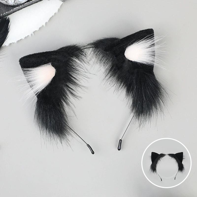 

Мультяшная плюшевая повязка на голову с кошачьими ушками для женщин и девочек, повязка для волос в стиле косплея, забавная, милая, обруч для волос в стиле Лолиты, креативные аксессуары для волос, подарки A2