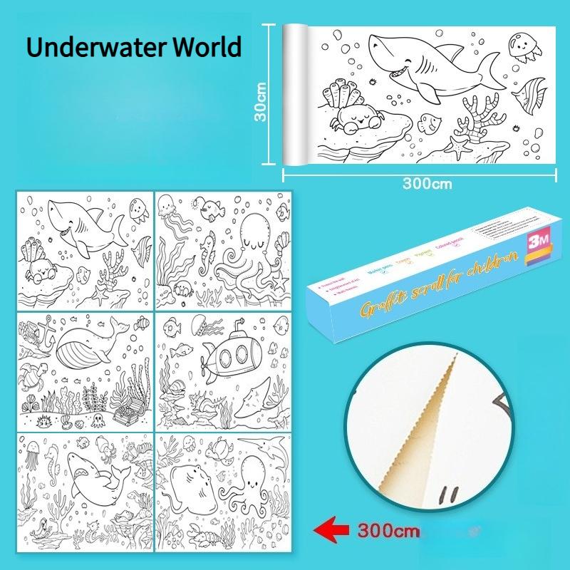 1VOLUME  huge graffiti painting paper creative hand-colored canvas can be attached to the wall without dirty wall children's graffiti painting roll