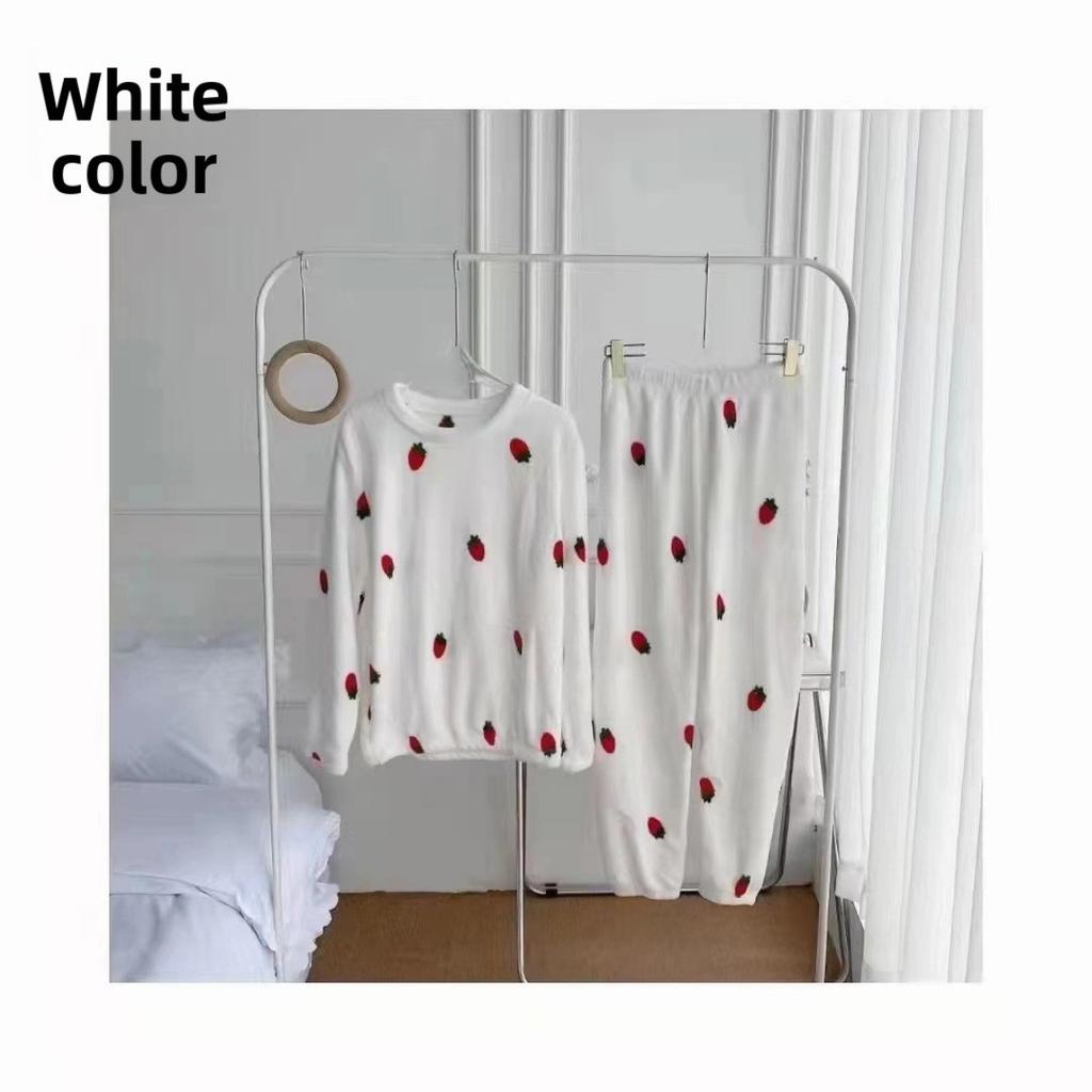 Autumn and Winter Coral Fleece Pajamas for Women, Thick and Warm Flannel Long Home Wear, Fashionable Plus Size Cardigan Set