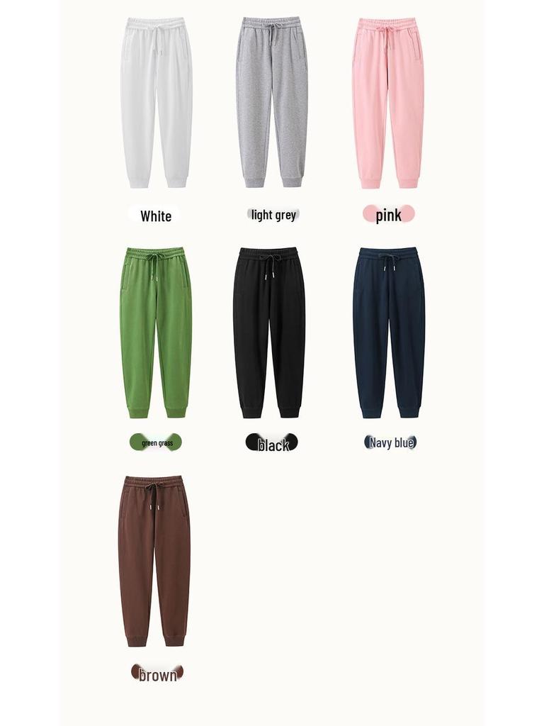 Damen Schwergewicht Baumwolle Skinny Sweatpants - 380G, Gewaschen, Mode Casual, Frühling/Herbst, Drapierstil.