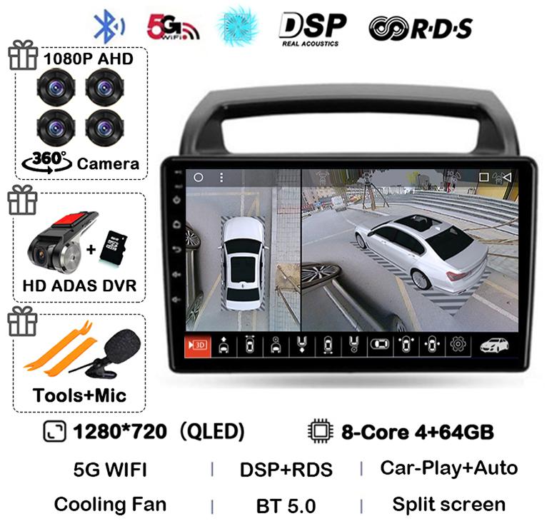 Android 14 WIFI+4G CarPlay Auto Car Radio For KIA Carnival VQ 2006 - 2014 Autoradio Multimedia Player Navigation GPS Stereo DSP