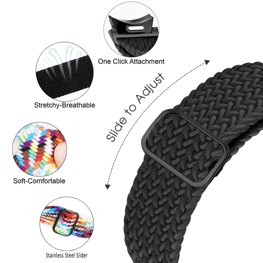 Braided solo loop Band For Samsung Galaxy Watch 6 4 Classic 5 pro 44mm 40mm 47mm 43mm 20mm No gaps bracelet Galaxy Watch 6 Strap