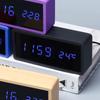 Bamboo Wooden Alarm Clock LED Display With Mirror Temperature Digital Watch Desktop Digital Table Home Decor Alarm Clocks