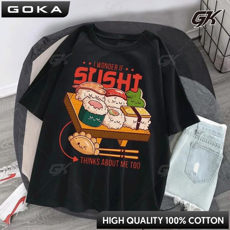 

Футболка Kawaii Japan Sushi Chef Cat с мультяшным принтом, футболки унисекс для женщин, повседневные топы, распространенные футболки унисекс 4XL