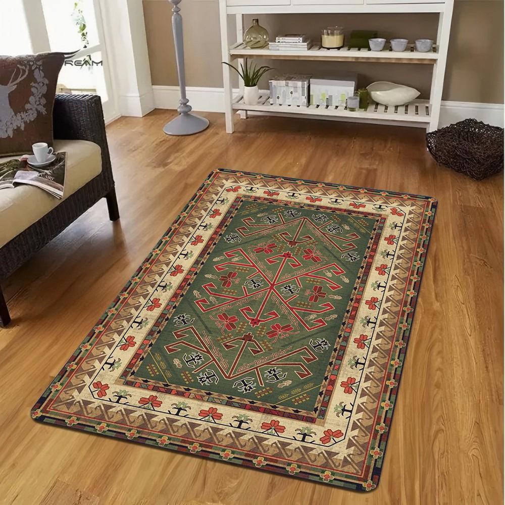 Tappeto Turco Tradizionale, Tappeto Medaglione Bohemien per Soggiorno, Decorazione Pavimento Stile Vintage, Tappeto Lavabile, Tappeto Antiscivolo