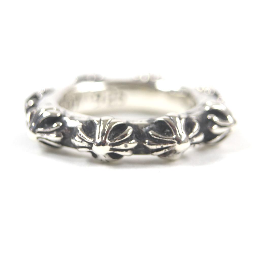 Great CHROME HEARTS Ring Cross Band Ring Silver 925 Mens Used