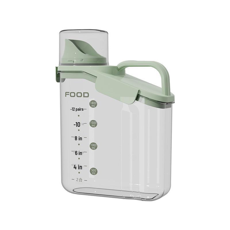 Multi-Grain Storage Canister with Measuring Cup - Sealed Plastic Container for Rice, Flour, and Grains