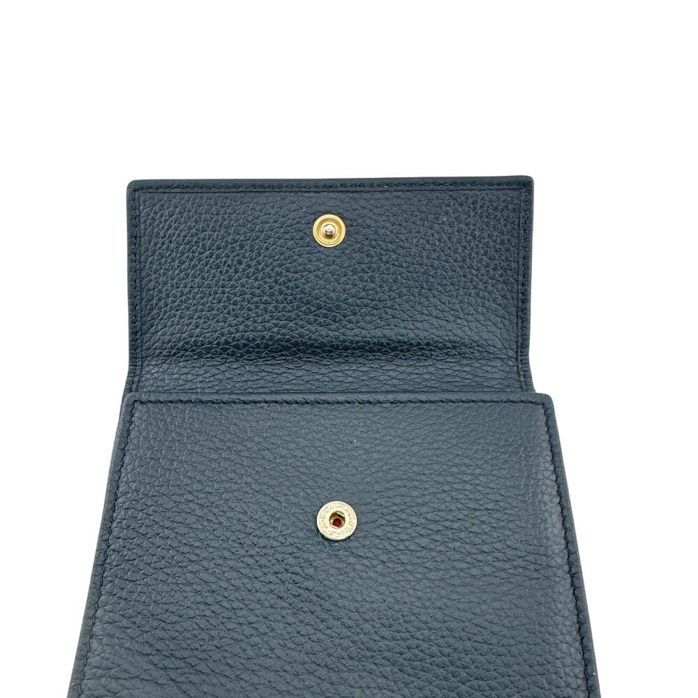 CELINE Circle logo leather Tri-fold wallet Navy leather Used