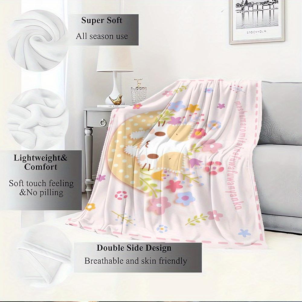 1pc Flannel Cute, MashumaroThrow Blanket, Cartoon Truck Pattern Printed Blanket, Warm Cozy Soft Blanket For Couch Bed Sofa Car Office Campin