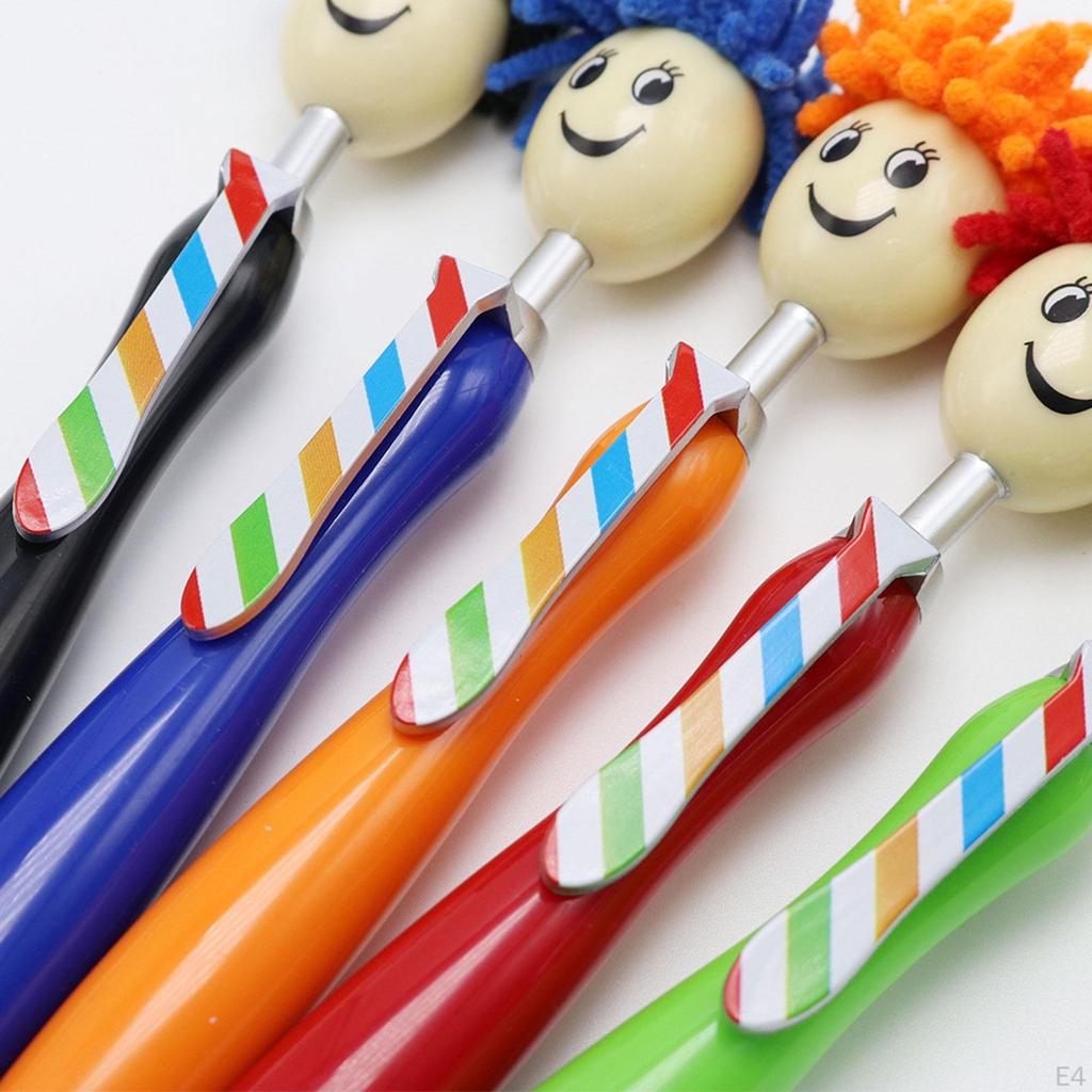 3 în 1 Pix Mop Cap Topper Cadou Papetărie Funky Pixuri cu Bilă Retractabile Noutate Negru