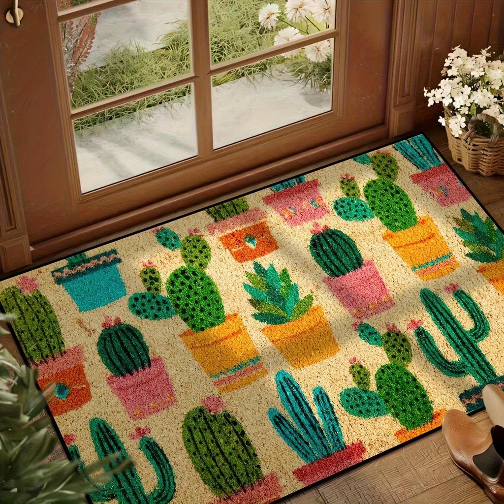 Colorful Cactus Carpet Colorful Floor Mat Washable Doormat Welcome Mat Rug For Bedroom Carpet For Live Room Home Dec