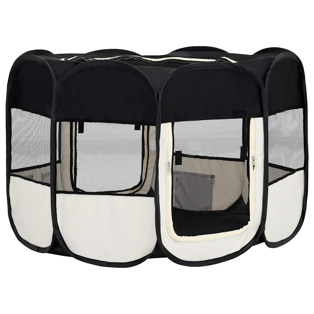 Vidaxl Foldable Dog Crate, With Bag, Black, 125X125X61 Cm