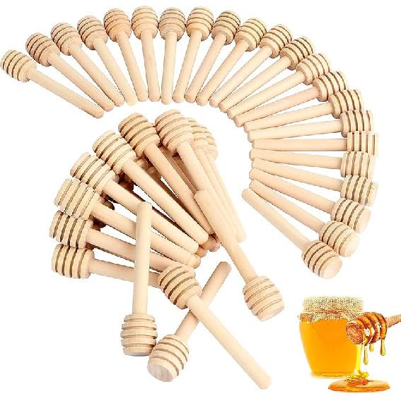 51 PCS Honey Sticks Dipper, 3 Inch Mini Wooden Honeycomb Sticks, Small Honey Stirrer Stick, Honey Sticks for Honey Jar Dispense Drizzle Honey and