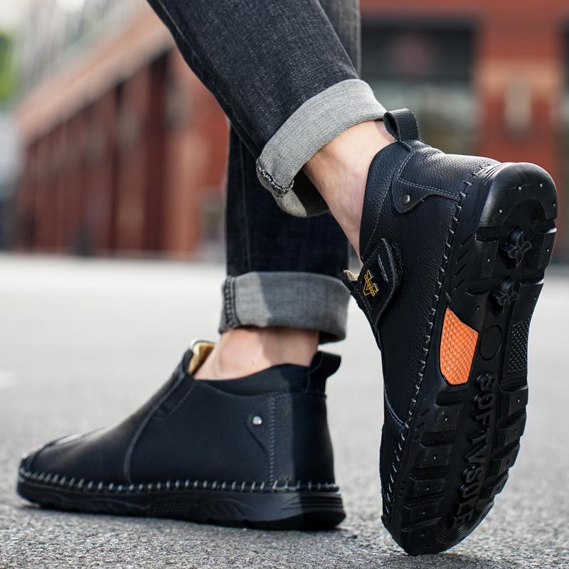 2024 New Natural Leather Men Casual Shoes Fashion Elegant Luxury Classic Spring Autumn Top Quality Outdoor Leisure Hiking Shoes