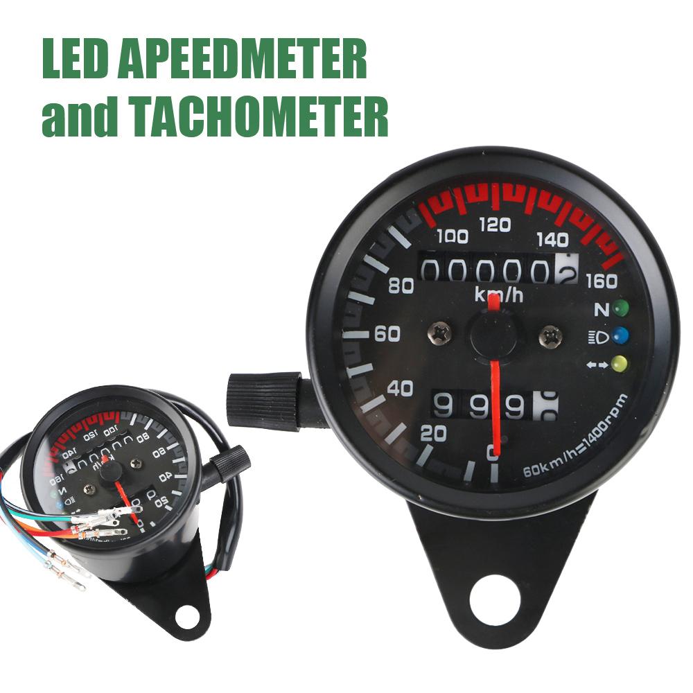 For Cafe Racer Motorbike Motorcycle Speedometer Odometer Gauge with LED Signal Light Universal 12V Backlight Indicator