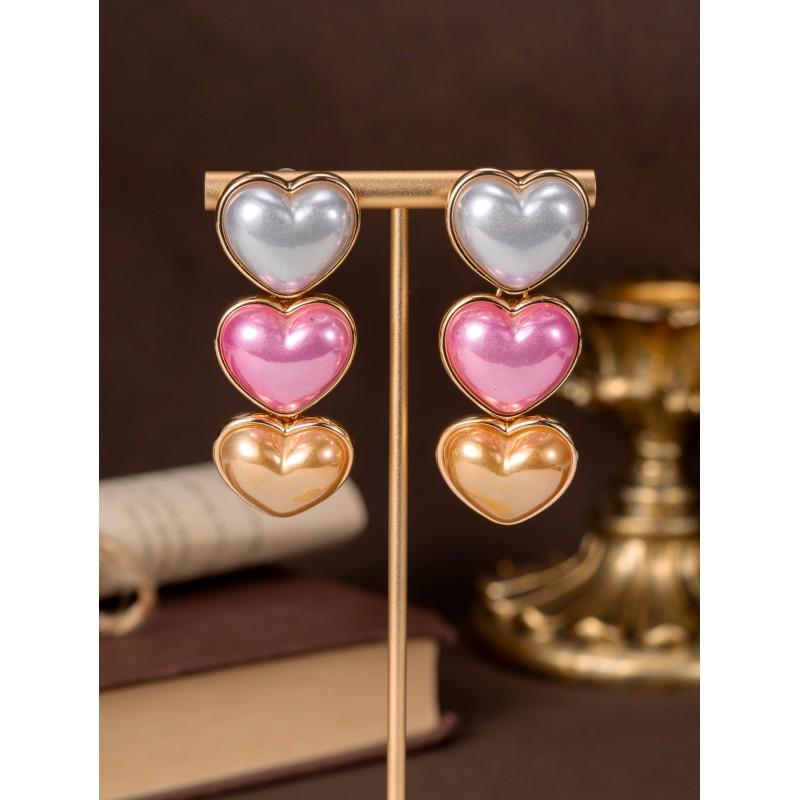 

Vintage Three Color Love Earrings Fashionable High End Versatile Women