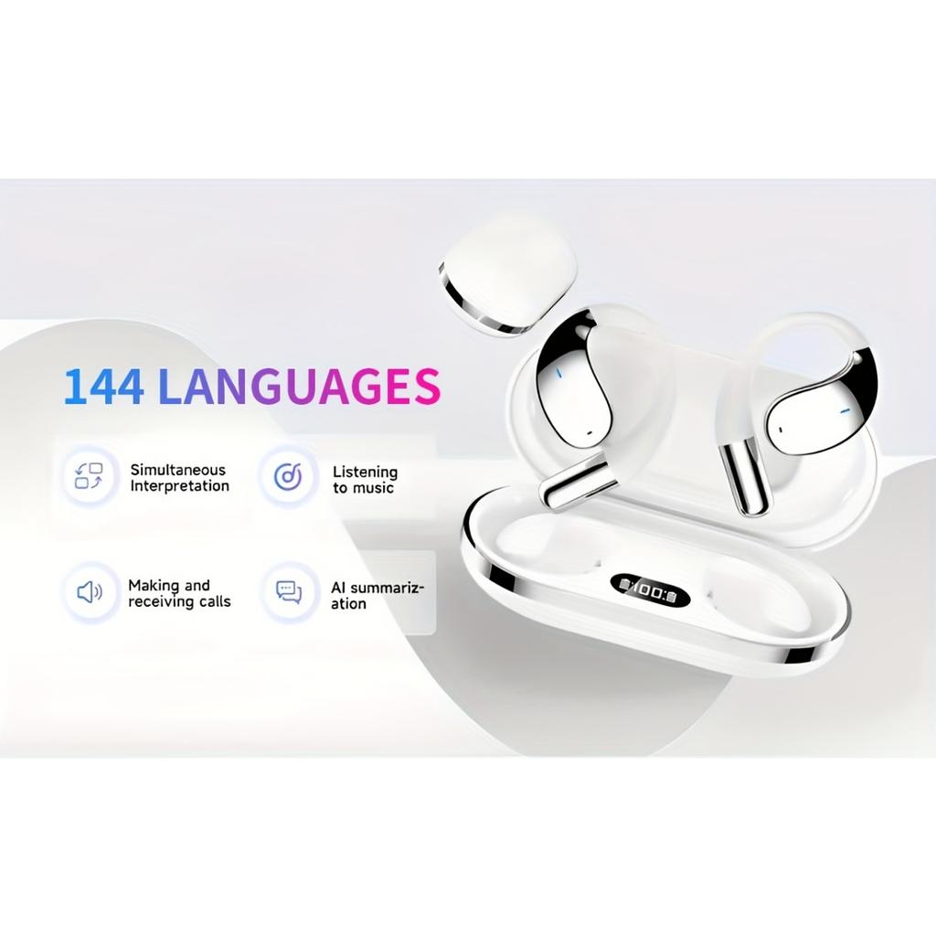 Překladová náhlavní souprava Ai, bezdrátová náhlavní souprava, překlad v reálném čase do 144 jazyků, inteligentní potlačení hluku se 6 mikrofony, překlad v reálném čase