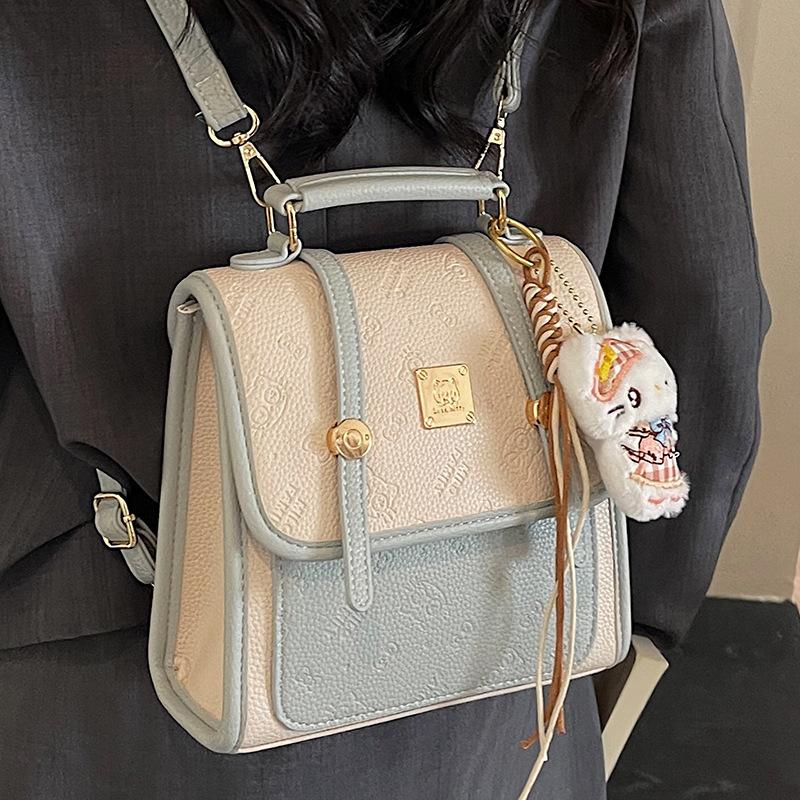 Schoolbag1011 New Korean Version Ins Retro Backpack Bag Women's Niche Fashion Textured Shoulder Bag Commuter Casual Backpack