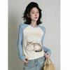 Europe America Fashion Cat Print Women's T-shirt Casual Pullover Women Long Sleeve Clothing Outdoor Street Tees Top