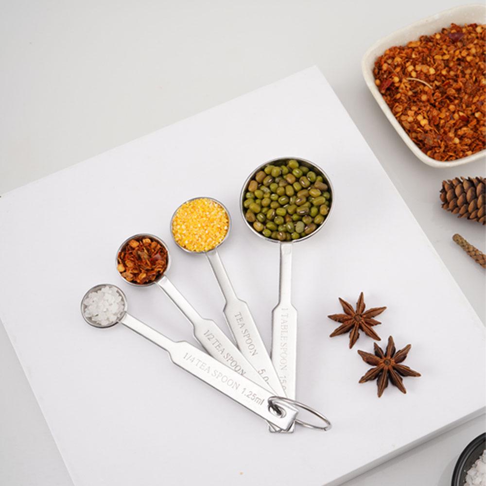4-Piece Stainless Steel Measuring Spoon Set for Coffee, Baking, and Seasoning.