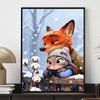5D DIY Diamond Painting Zootopia Winter Illustration Cartoon Full Diamond Mosaic Diamond Painting Art Wall Decoration Craft Set