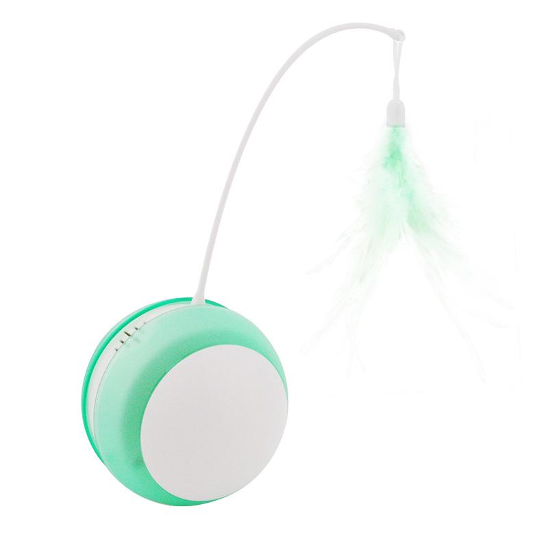 Smart Automatic Roly-Poly Cat Toy with Feather and Teasing Stick 9x9x23 cm