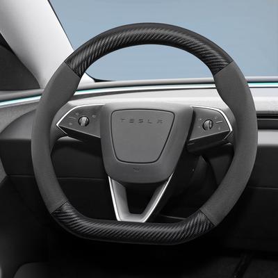 Suitable for Suede Matte Carbon Fiber Texture Steering Wheel Cover Suitable for Model 3 Y X S Highland Intelligent Systems