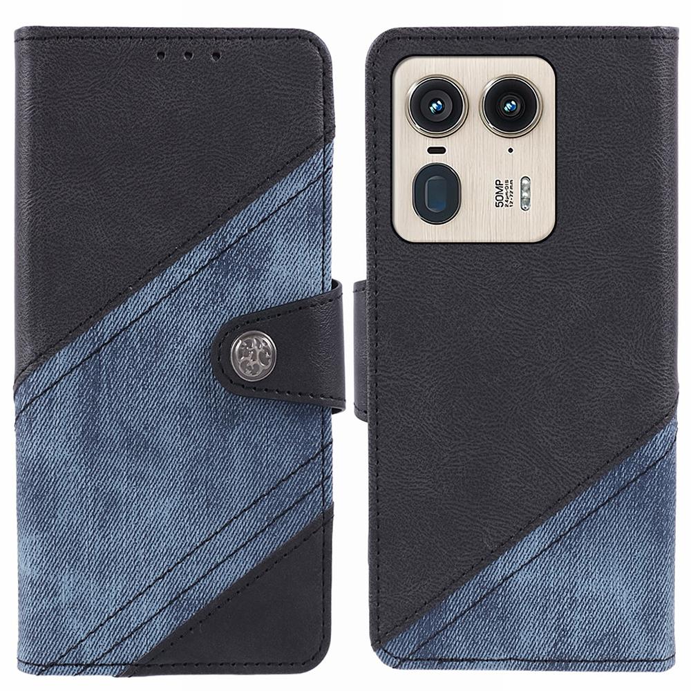 

For Motorola Edge 50 Ultra 5G/Moto X50 Ultra 5G Case Leather Phone Cover Splicing Black