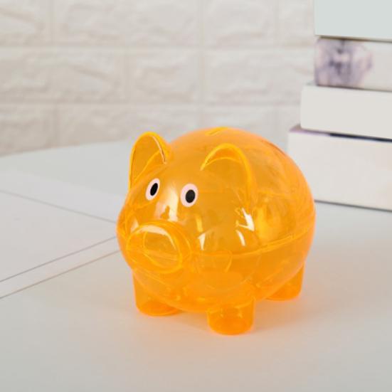 Piggy Bank Transparent Visible Cute Cartoon Pig Shape Money Saving Box for Daily Life
