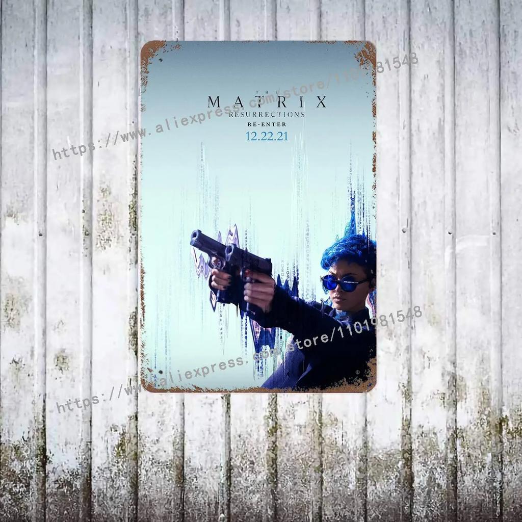 The Matrix Resurrections Decor Poster Vintage Tin Sign Metal Sign Decorative Plaque for Pub Bar Man Cave Club Wall Decoration