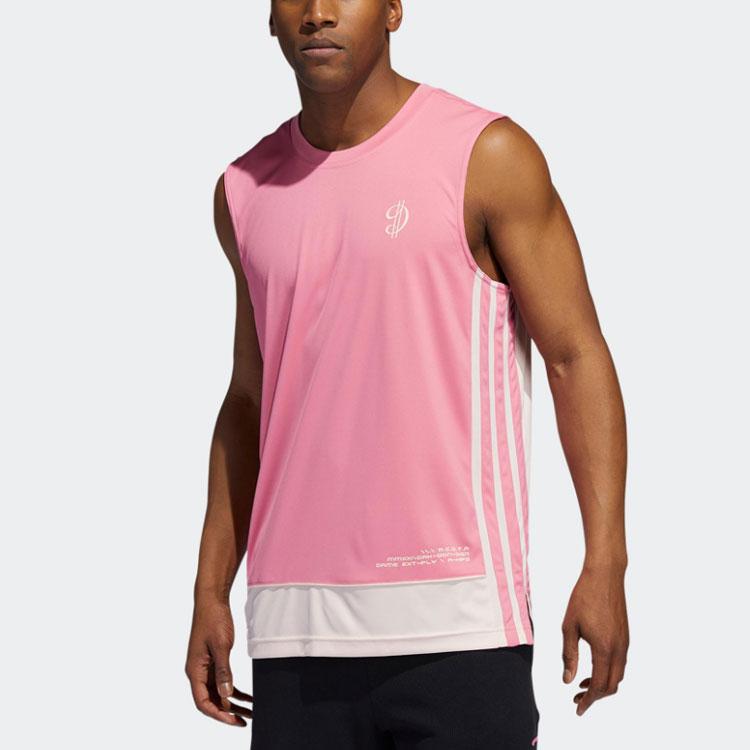 Adidas Casual Breathable Sleeveless Basketball Sports Tank Top Men Tops Magenta H50844