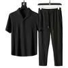 2 Pcs/Set Men T-shirt Pants Set Loose Sports Soft Stylish Plus Size Summer Clothing
