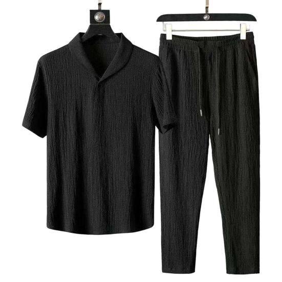 2 Pcs/Set Men T-shirt Pants Set Loose Sports Soft Stylish Plus Size Summer Clothing