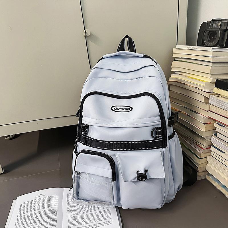 Schoolbag Hong Kong Style Couple Backpack Male and Female Versatile Machine Head Trend Large Capacity College Student School Bag Personality Junior H