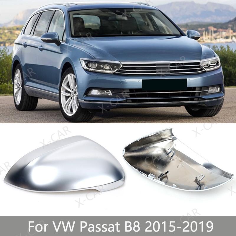 2PCS For Volkswagen VW Passat B8 Variant 2015- Matte Chrome Rearview Side Mirror Cover Cap Shell Lid House