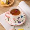 Creative Hand-Painted Tulip Ceramic Cup And Saucer Set Cute Office Mug Coffee Cup Water Cup Afternoon Tea Cup