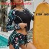Costume da Bagno da Ragazza a Manica Lunga con Protezione UV per Sport Acquatici