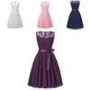 Elegant Round Neck Sleeveless Lace Stitching Retro Dress With A Large Belt And Slim Swing Skirt