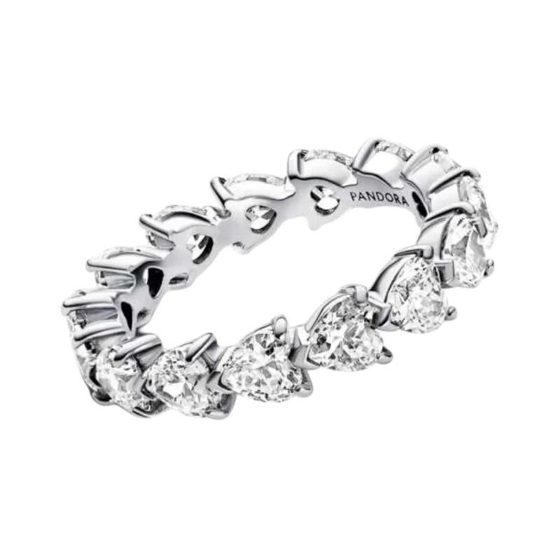 Pandora Heart Shape Synthetic Cubic Zirconia Ring Women s Silver 193103C01 серебряный
