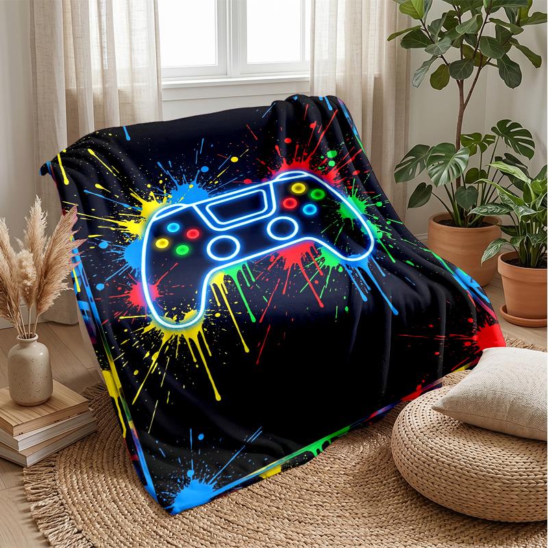 Neon Game Controller Art Theme blanket Lightweight Warm Flannel Blanket Decorative Throw Blanket for Home Decoration