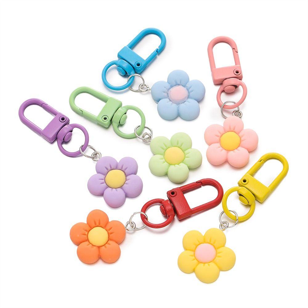 Kawaii Cartoon Colorful Flower Resin Flower Charm Accessories Keychain Backpack Hanging Decoration Bag Charms