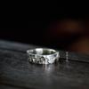 Handcrafted Cherry Blossom Engraved Adjustable Ring Women Men Vintage Boho Floral Open Band Sterling