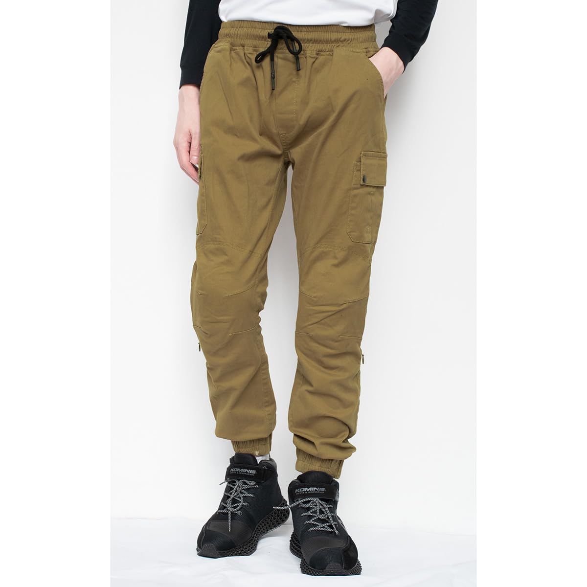 Komine Motorcycle Pants PK-753 Protective Cotton Jogger Pants Beige M