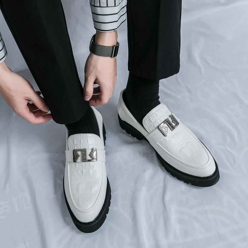 Fashion Men's Casual Wedding Shoes Fashion White Thick Bottom Formal Shoes for Men Luxury Brand Dress Loafers Moccasins Office Busines
