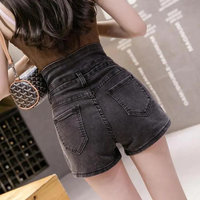 Fashion All-match Super High Waist Stretch Jeans Women Summer Loose High Waist Thin A-line Shorts