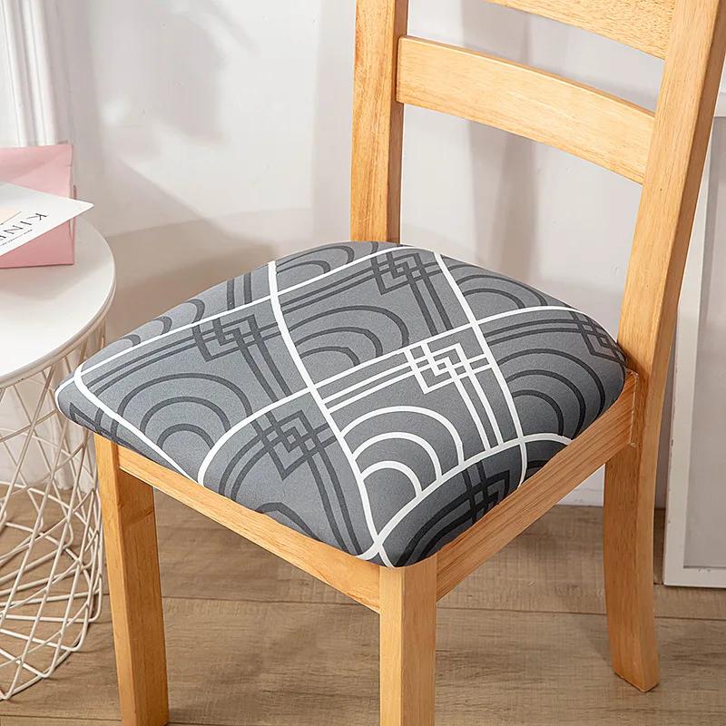 Stretch Printed Chair Seat Cushion Covers For Dining Room Chair Cover For Wedding Banquet Seat Chair Slipcover Home Decor