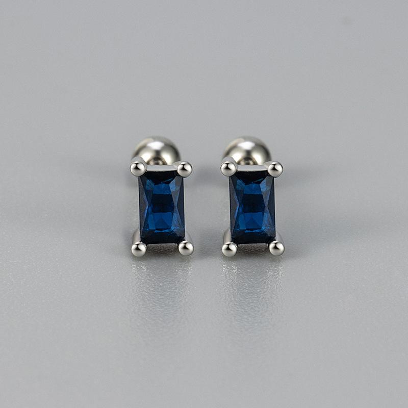 Minimalist Geometric Rectangle Stud Earrings For Women Small Crystal Screw Back Hypoallergenic Sleep Friendly Student Jewelry