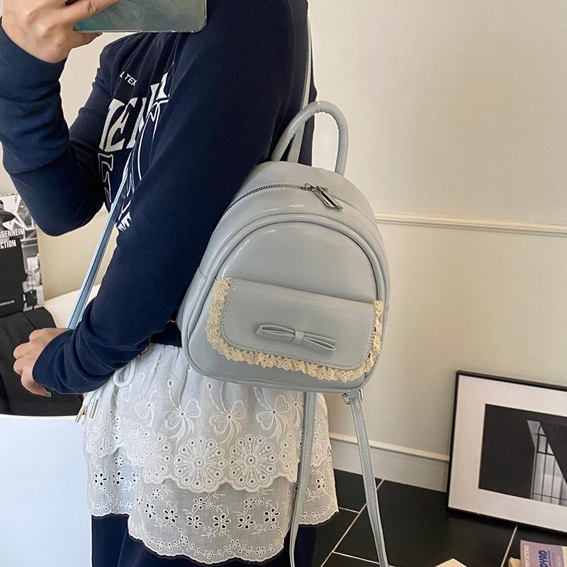 Korean Version of Fashion Portable Small Bag Women's 2025 Summer New Simple Bow Backpack Casual Schoolbag