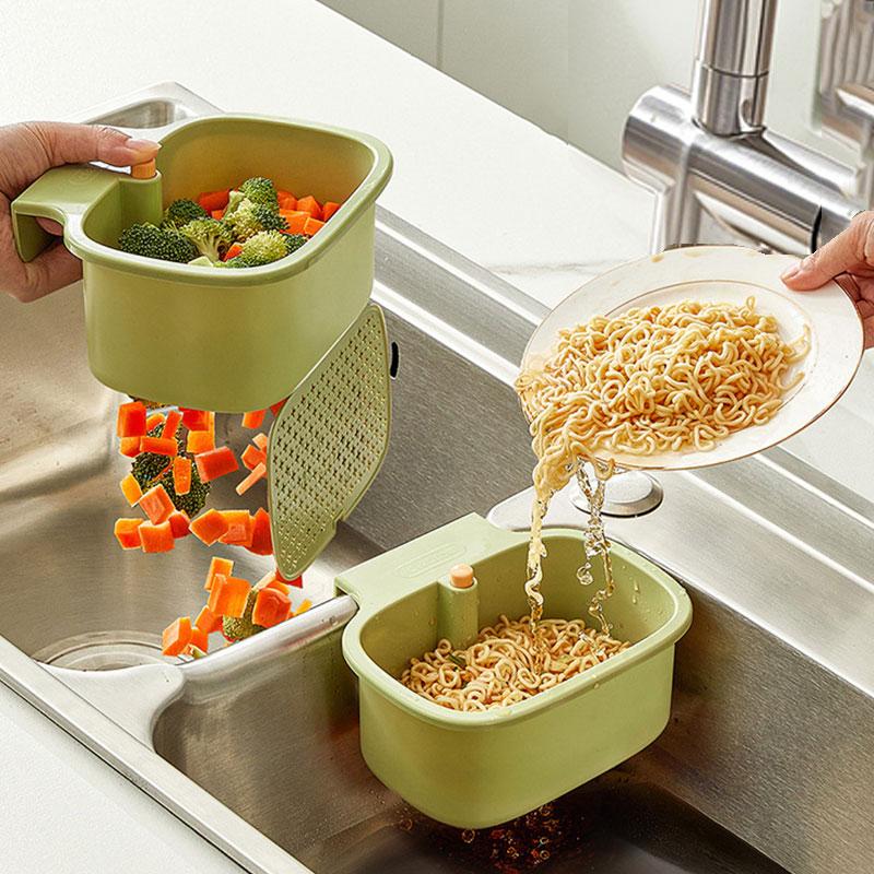 1pc Kitchen Sink Filter Basket, Sink Washing Basin Anti Leak Filter Basin, One Click Press Type Grid Drain Storage Rack